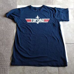 Men's Size Medium Top Dad Navy Graphic Tee with Red and White Accents